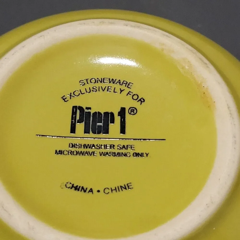 Pier 1 Large Stoneware Soup Mug Green 5